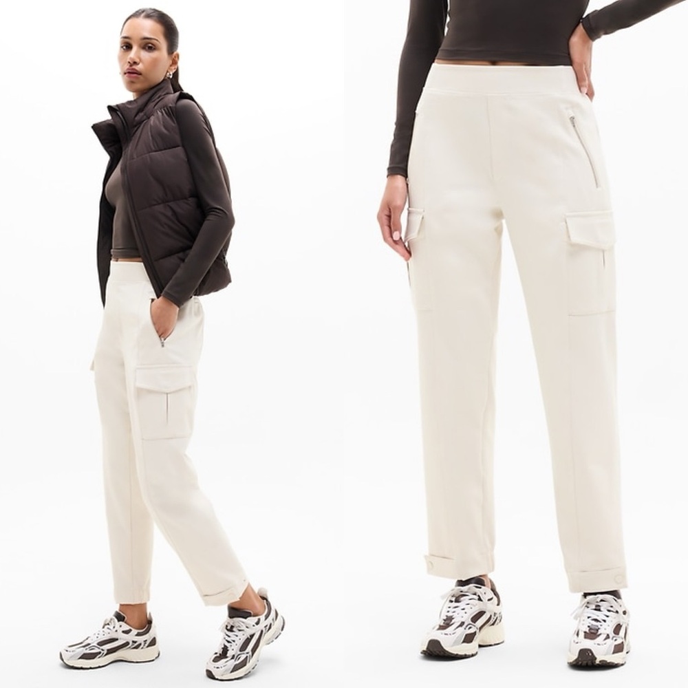 Athleta Cream Cargo Jogger Pants